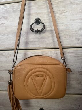 Valentino Caramel Tan Leather Crossbody with Tassel
